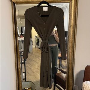 Pink Rose olive green Long Sleeve sweater Dress xs